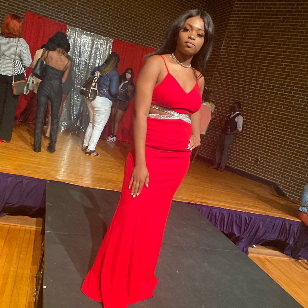 Criss cross red dress